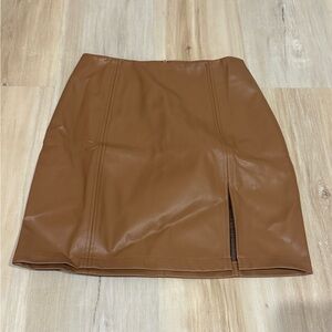 Mango Tan Leather Pencil Skirt